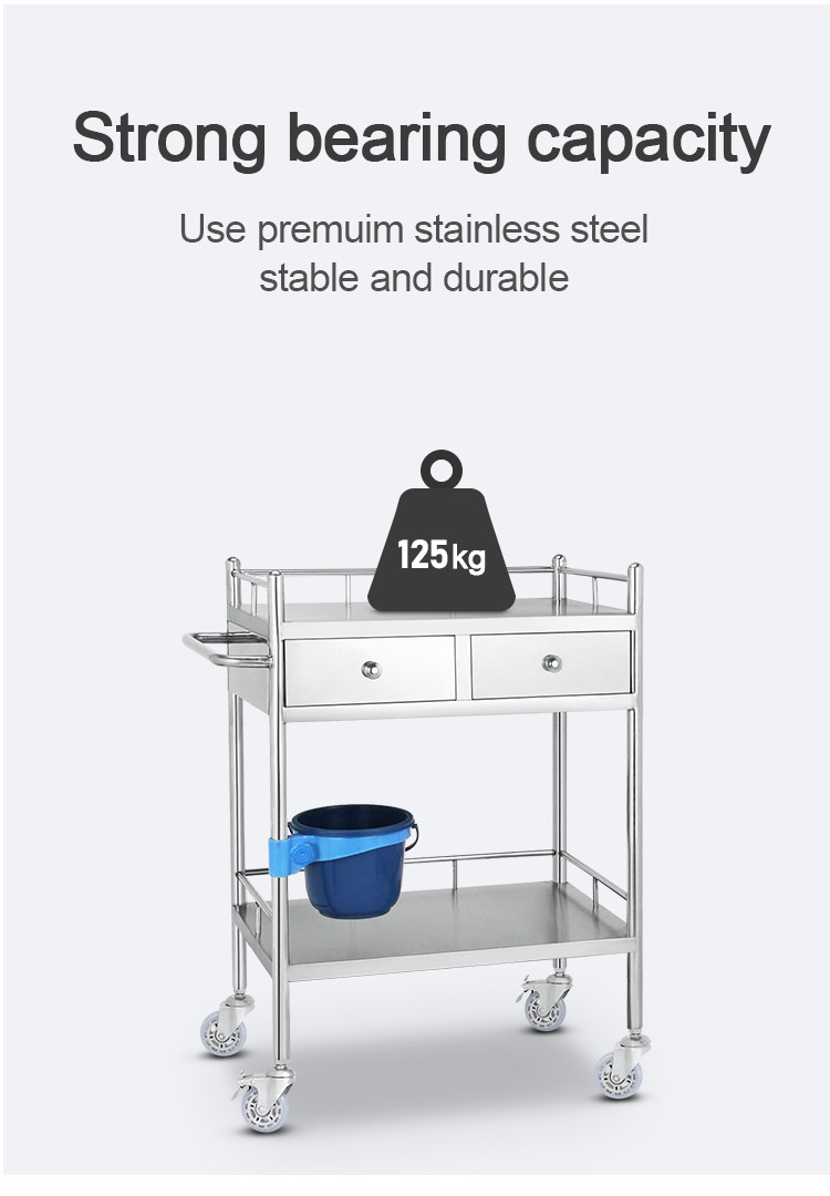 3 Layer Hospital Stainless Steel Medical Instrument Trolley