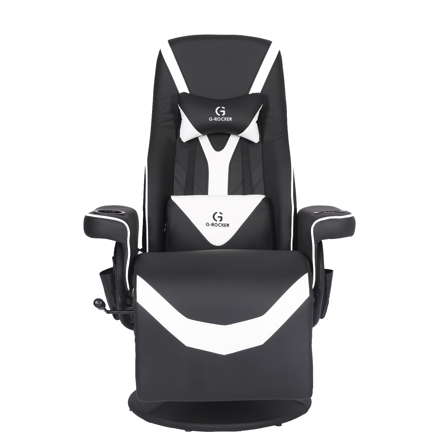 Luxury Black/Blue Racing Style Gaming Sofa with Cup Holder LED Lighting and Footrest