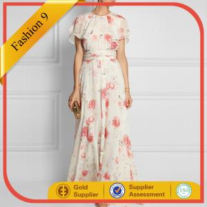 China Women Floral print chiffon georgette gown evening dress wholesale