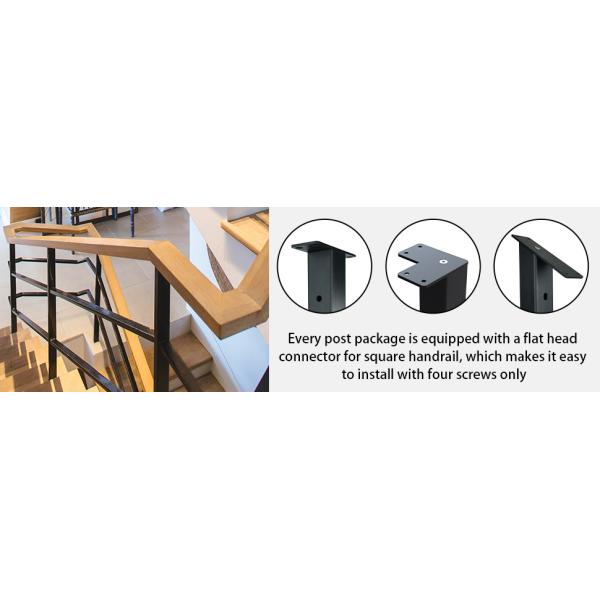 Cable Railing Post 36"x2"x2" Fixed top Pre-Drilled Corner Post Top Mount Steel Wood Concrete Level Deck Railing Post