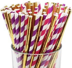 China 196.85mm Disposable Party Tableware Striped 10mm Christmas Paper Straws wholesale