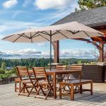 AJUNION 15ft Double Sided Waterproof Rectangle Parasol with Fade Resistant
