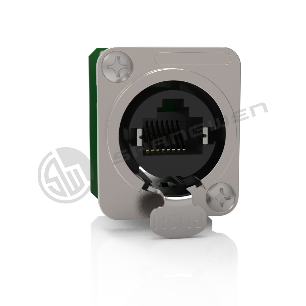 Indoor Rj45 Ethernet Chassis Connector Socket D Shape Panel CAT5\6