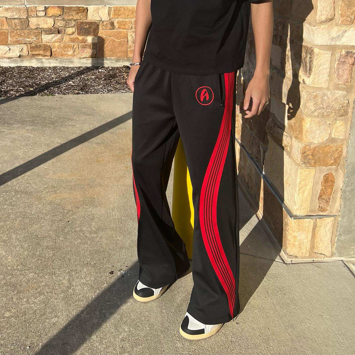 Men's Custom Streetwear Striped Sweatpants 100% Cotton Wide Leg Flare Sweat Pant