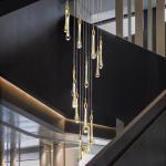 Modern Simple Crystal Water Drop Stairwell Chandelier 3200-6500K Three Colors
