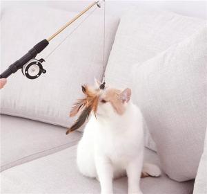 China Retractable Feather Teaser Cat Toy Plastic Material For Pet Cat Play wholesale