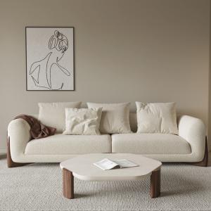 China Minimalist Walnut Natural Stone Table Round Antique Marble Top Coffee Table wholesale