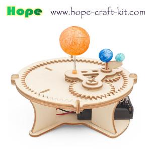 China Science Earth Moon and Sun Solar Moving Orbit Experiment Wooden Color Model Toys Kids DIY Toys STEM astronomy Education wholesale