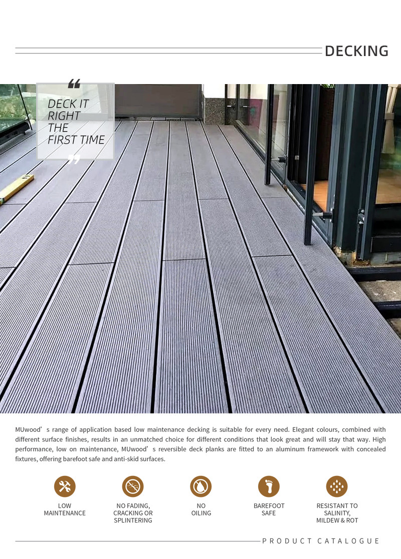 Residential WPC Floor Decking Embossed Recycled Wood Plastic Composite boards