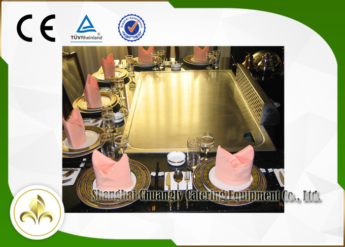 Ventilation System Drop In Teppanyaki Grill Table High Efficiency 7 Seats Capacity
