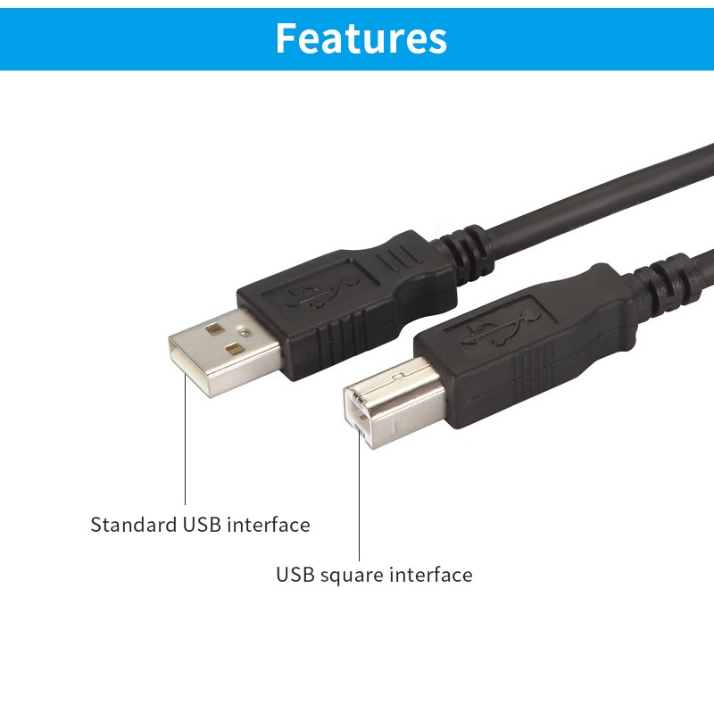 USB Printer Cable 2.0 Scanner Cable Type A to B Male 1m 2m 3m 4m 5m Type B port