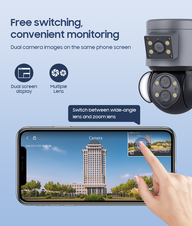 4 Mega Pixel Wireless Speed Dome Security Camera with Multiple Lens and Cloud Storage