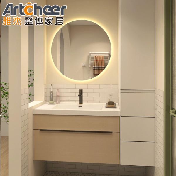 NO Faucet Included Luxury Hotel Center Bathroom Mirror Cabinet with Double Sink