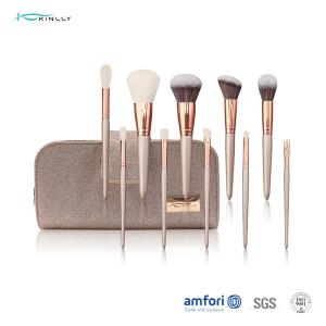 China Champagne Full Face Brush Set With Zipper Pouch wholesale