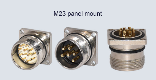 6 - 19 Pin M23 Connector Panel Mount Connector Square Circular Waterproof