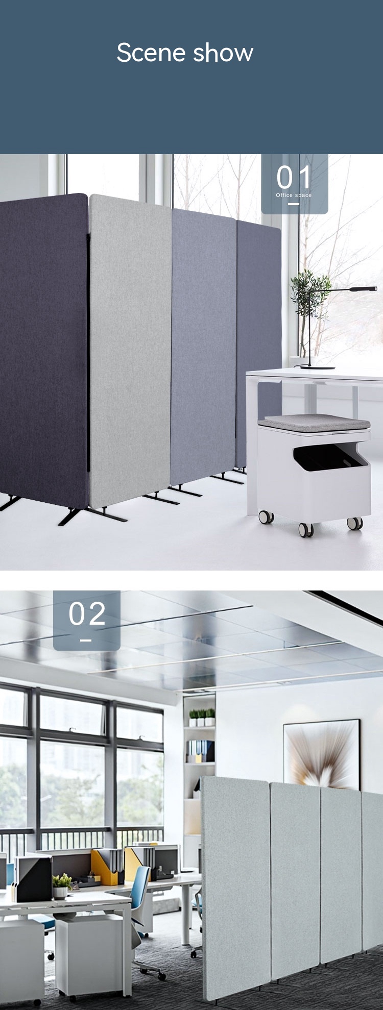 Modern Stylish Sound-Absorbing Folding Screen for Office Showroom and Cafe Decoration