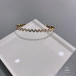 Luxury Brand 24k Gold Rhinestone Bracelet Stainless Steel Wave Bangle Bracelet