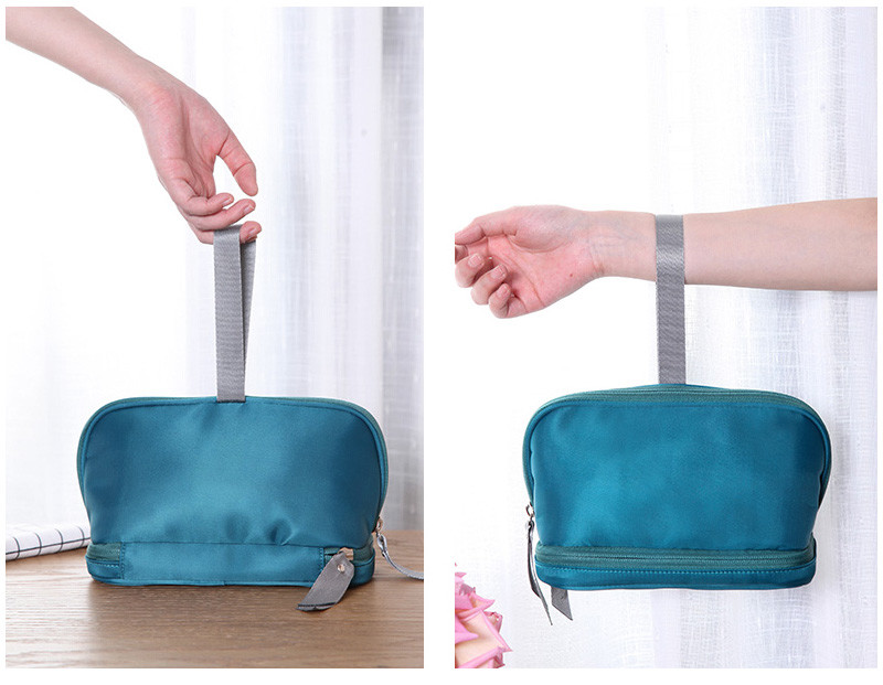 Artist Double Zipper Travel Mirror Polyester Cosmetic Bag