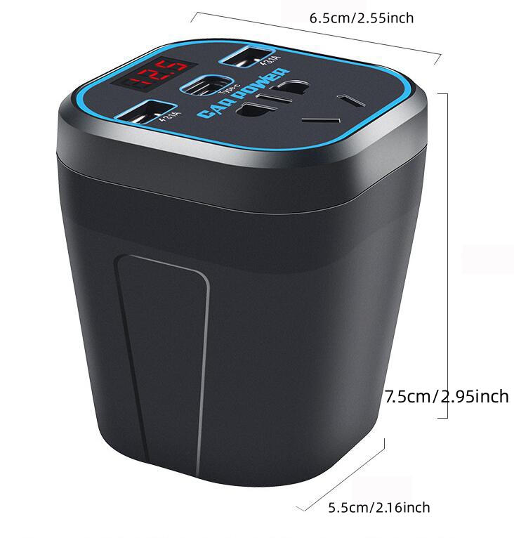 150W Car Power Inverter Charger Car Power Inverter Dc 12V 24V To 110V 220V Ac Car Power Inverter For Cup Holder