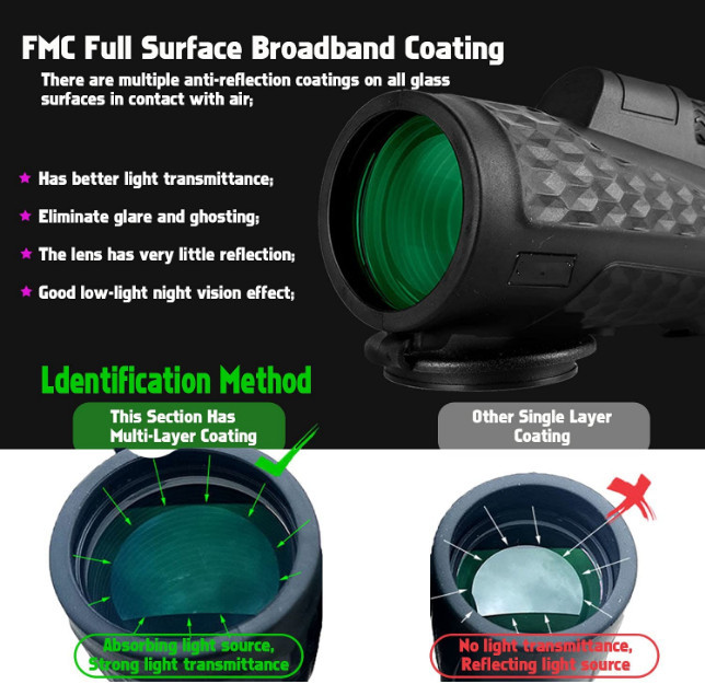 Monocular Telescope 12X50 Waterproof Telescope, High Definition Prism, Adults Compact Monocular with Phone Holder a