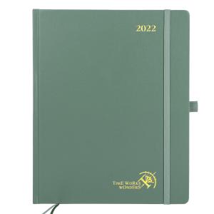 China Custom Casebound Student Weekly Planner Green Leatherette Cover wholesale