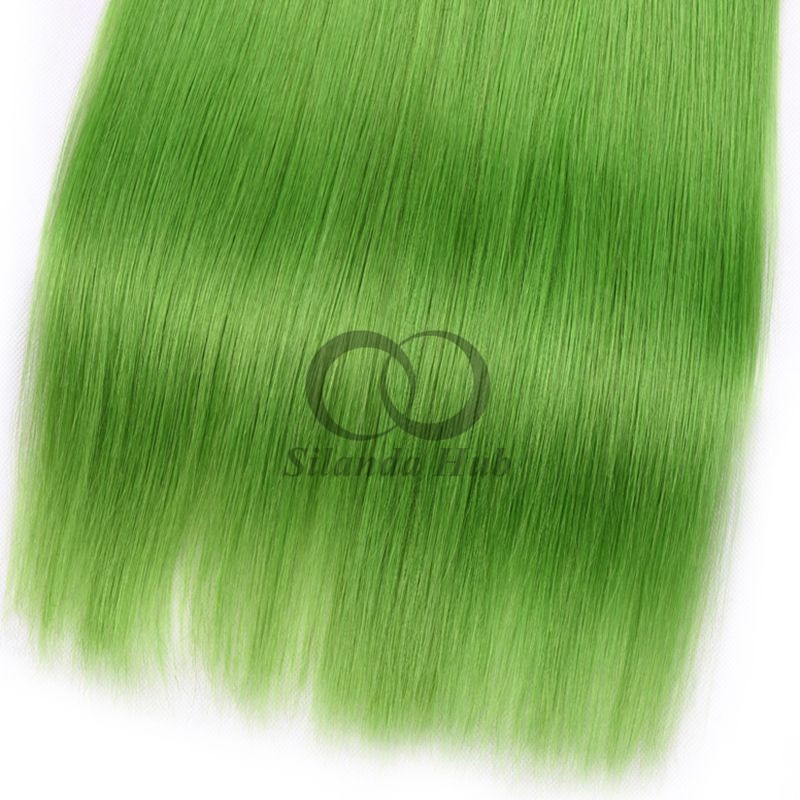 Green Straight Remy Human Hair Bundles Sew In Weave Bundles Brazilian Bundle Deals
