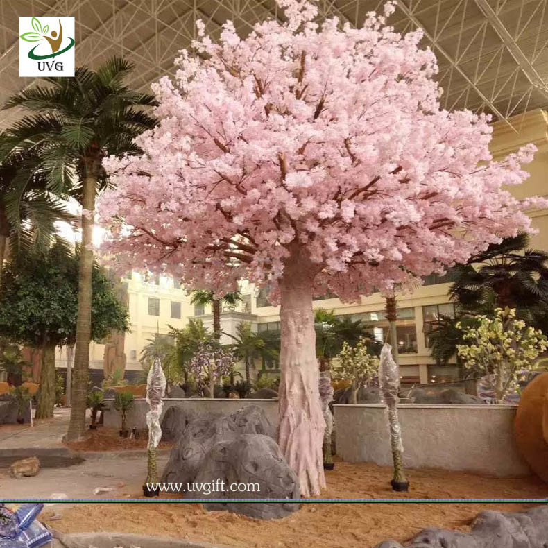 UVG 3.5m tall artificial decorative trees with pink cherry blossoms for garden landscaping CHR028