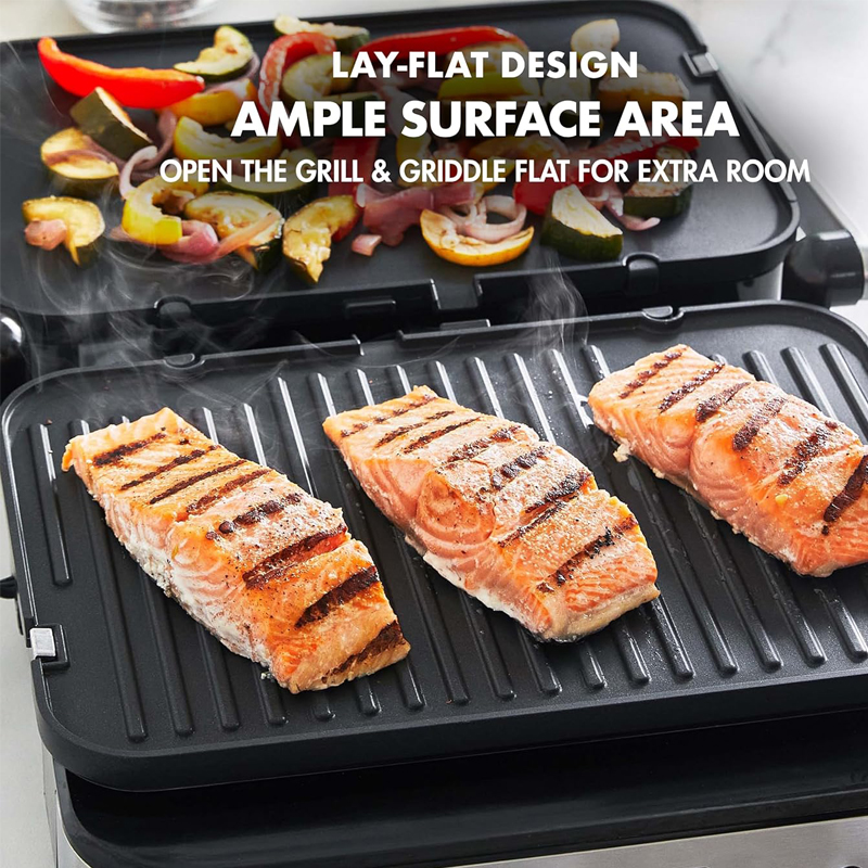 Electric Digital Contact BBQ Smokeless Grill Home Cooking Appliance Detachable 6 Slice Panini Maker With Probe Detect