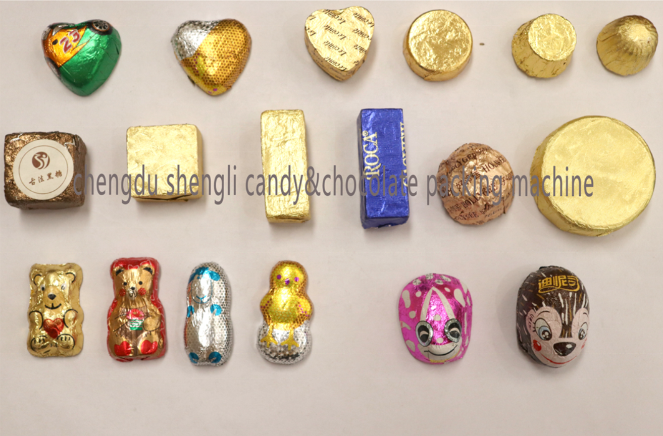 SL-SBZB450S Automatic Chocolate Fold Foil Wrapping Line for Special Shape Chocolate/Candy