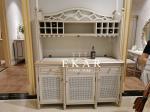 Gray Antique Design Dining Room Sideboard Carved Wooden Cupboard