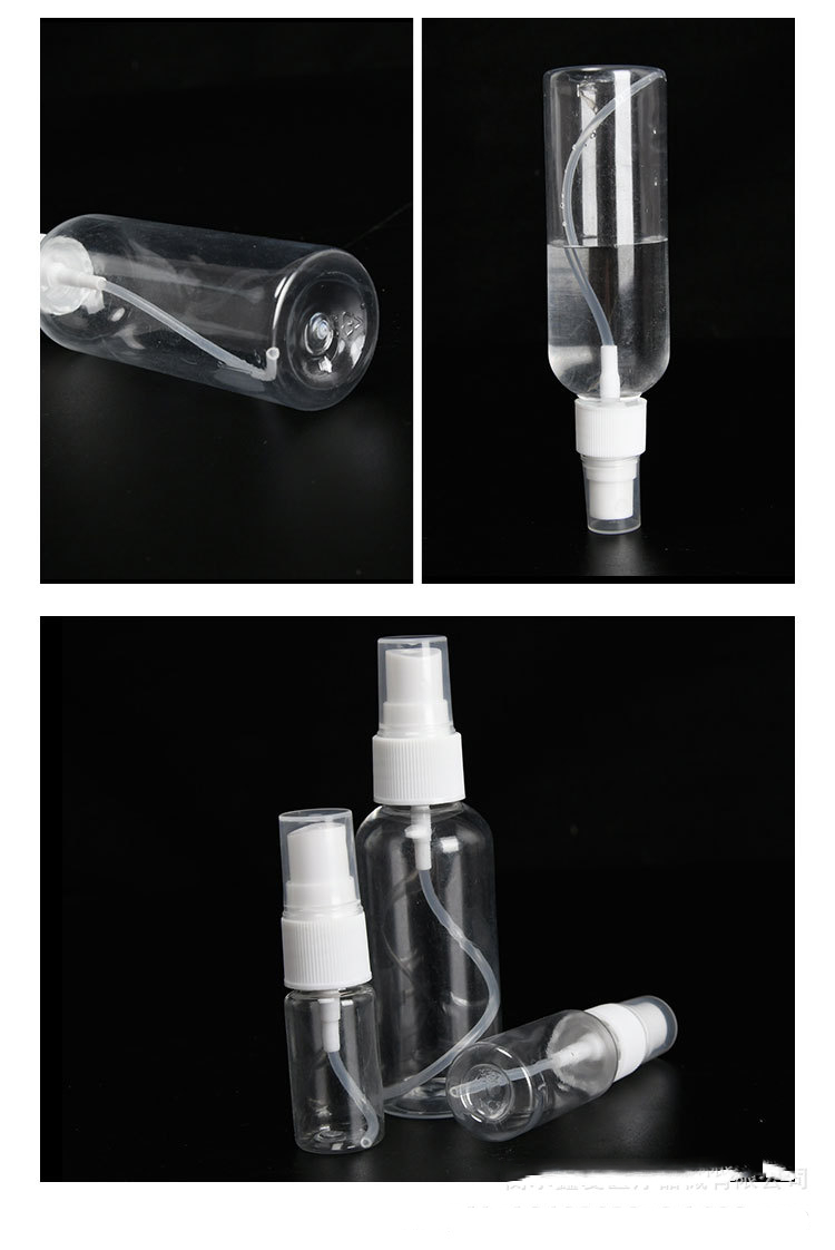 60ML 100ML Round Shape Small PET Plastic Spray Bottle l 50ml cosmetic PET clear Hand Wash Sanitizer spray bottle