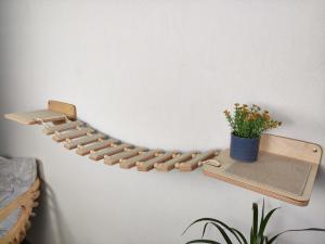China Pine Wood Cat Bridge Shelf On Wall DIY Modern Pet Furniture wholesale