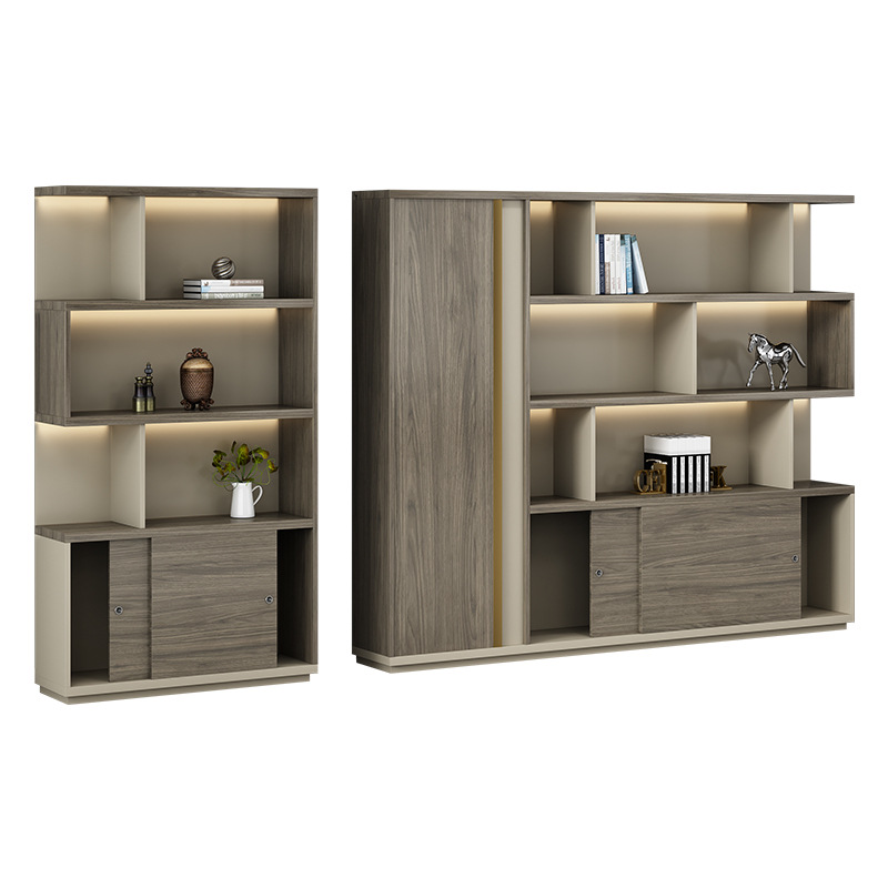 Modern Office File Cabinet Wooden Boss Background Cabinet Set