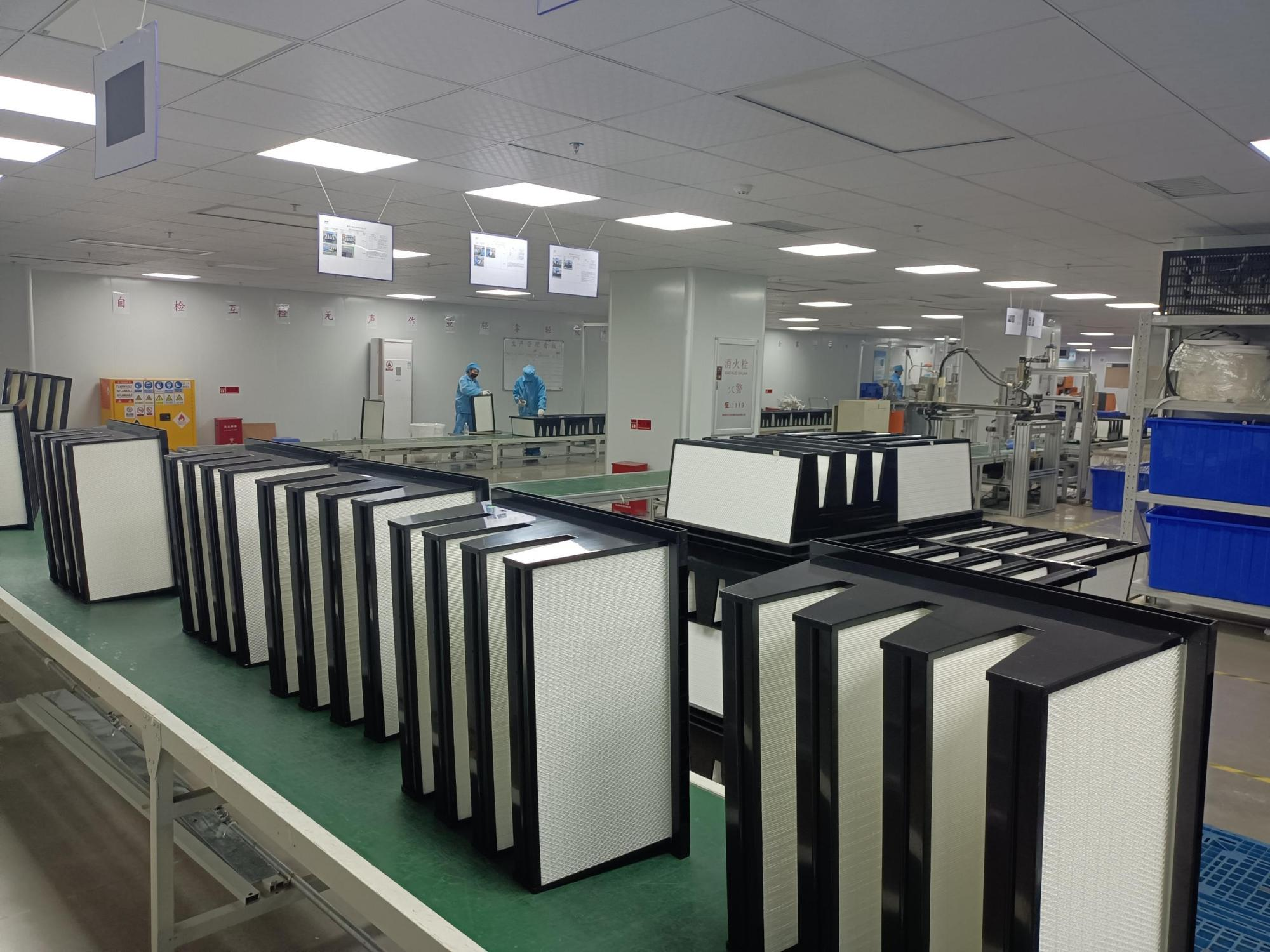 High Efficiency Pleated HEPA H14 H13 V Bank Air Filter For Ventilation System Purifier