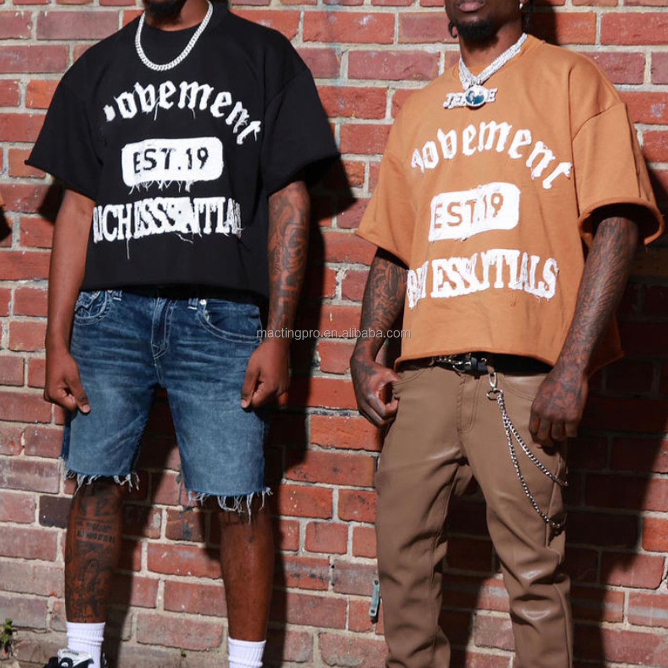 100% Cotton Cropped Oversized T Shirt Mens Distressed Crop Tee Applique Embroidery Patchwork