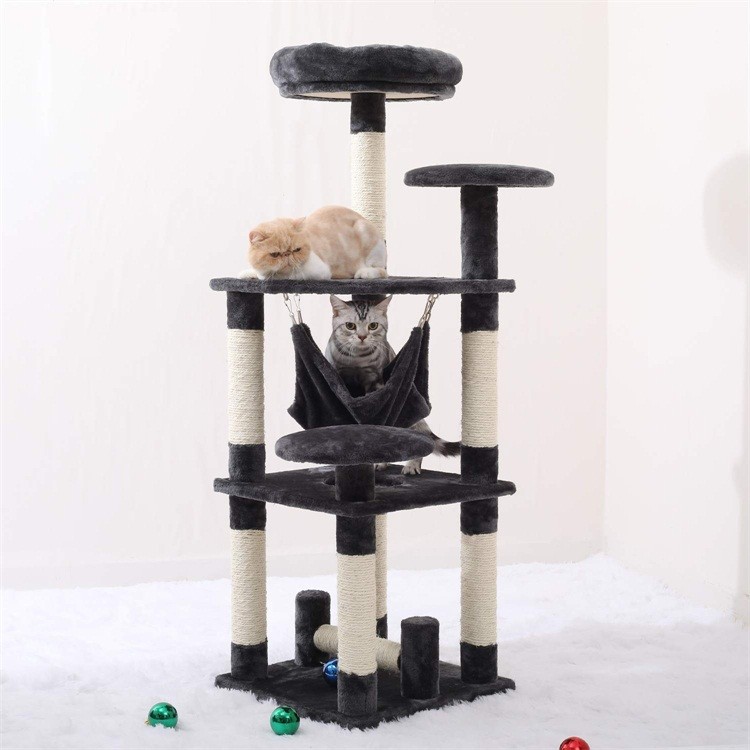 Customized Logo Cat Climbing Frame Wood Material Size 120 * 84 * 84cm