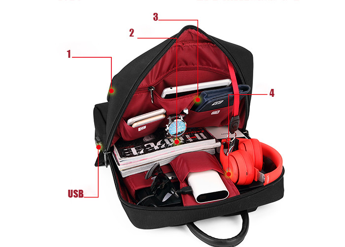 Business Large Capacity USB Laptop Backpack Bag , Anti Theft Backpack With USB Charger , Travel Backpack