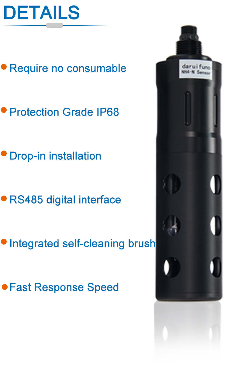IP66 OTA RS485 NH4-N Sensor For Sewage And Industrial Wastewater