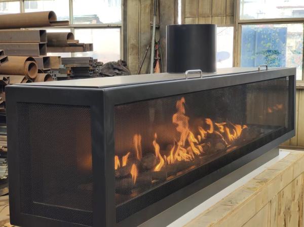 Three-sided gas fireplace Propane Gas Natural Gas Fireplaces European Black