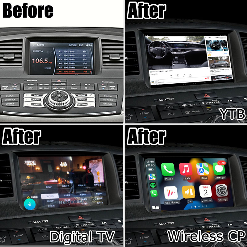 Infiniti M35 M45 Nissan Fuga HD multi finger touch screen upgrade carplay android auto video interface