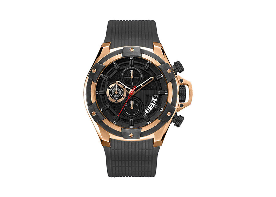 Mens Sports Stainless Steel Waterproof Watch Silicone Strap Good IP Plating