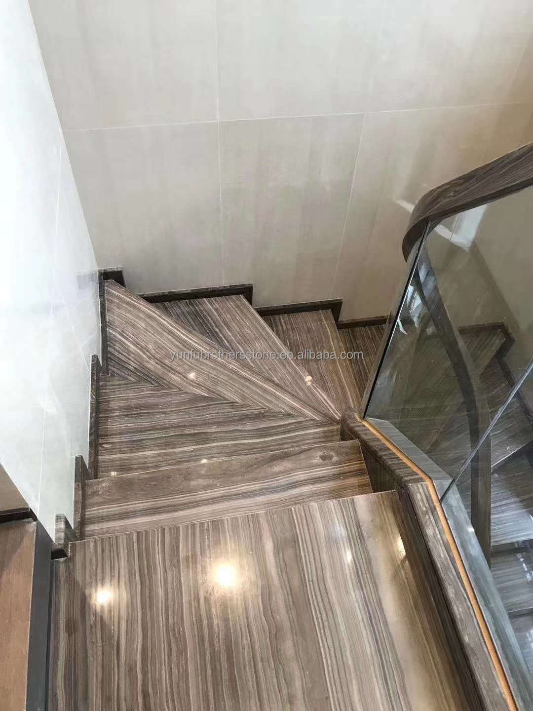 Modern Panda White Calcite Marble Staircase Stone Decorative Marble Stairs at Hallway
