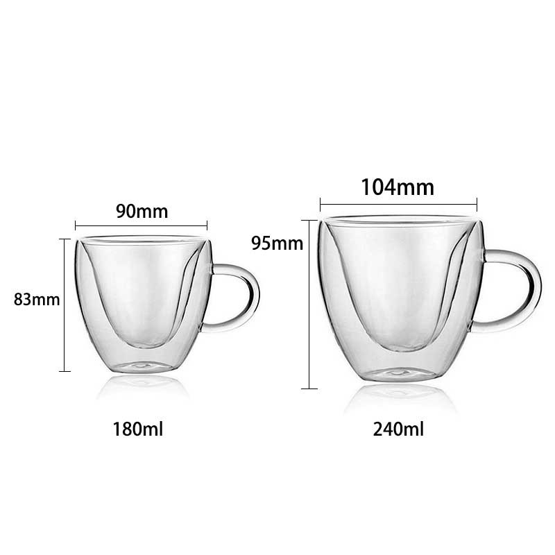 Borosilicate Glass Double wall Cup Heart Shaped 180ml 240ml