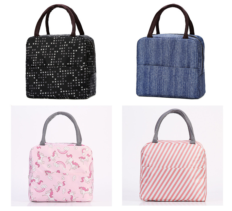 Custom Printed Striped Oxford Insulated Lunch Cooler Bags