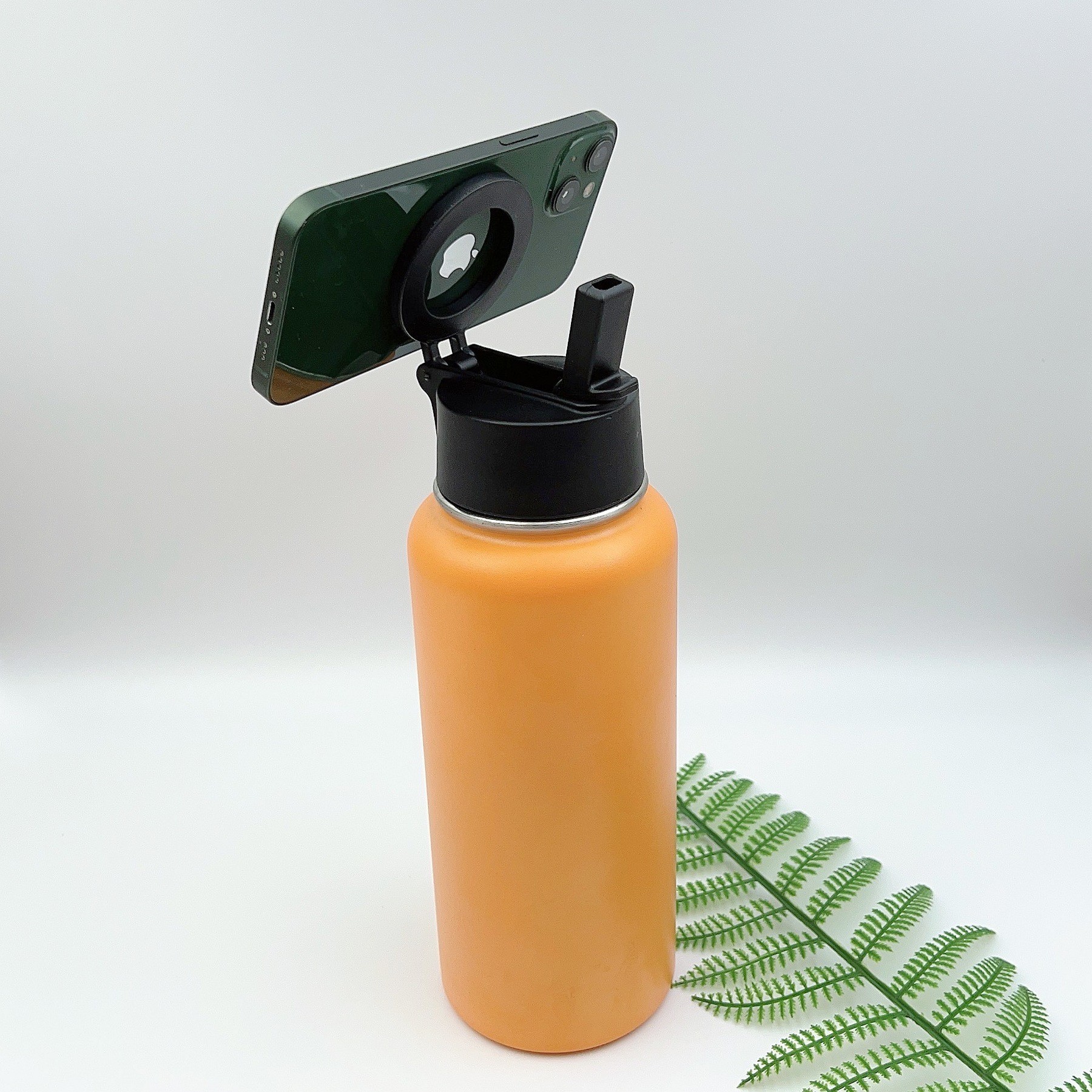 32oz Space Cup With Mobile Phone Magnetic Suction Cover, Stainless Steel Vacuum Wide Mouth Insulated Cup, Large Capacity