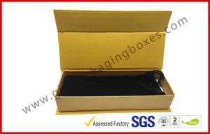 China ROSH Empty Jewelry Gift Boxes Golden Color With Velvet Bag , Hot Stamp Finishing wholesale