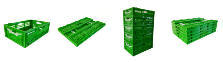 Store 600*400*120mm Fruit And Vegetable Plastic Crates Logo Printing