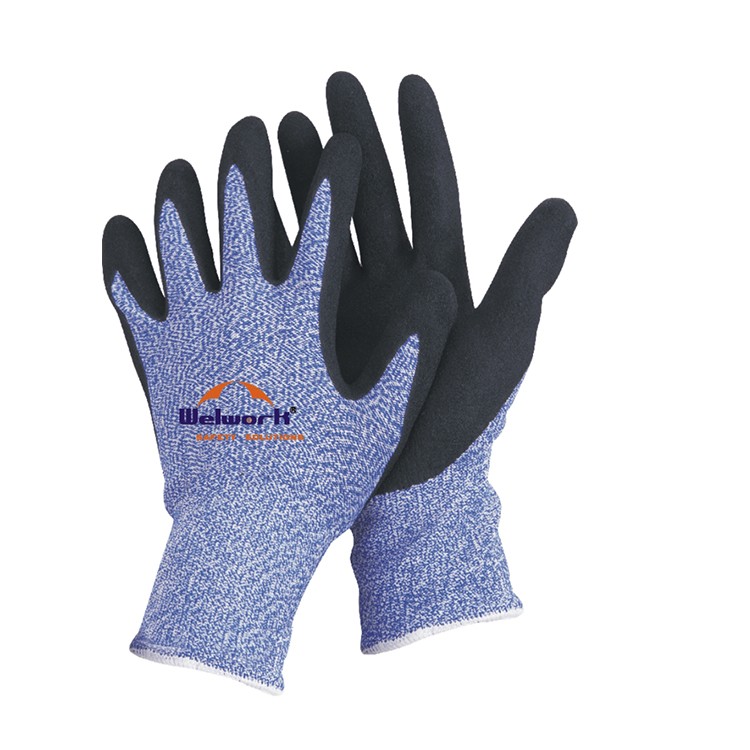 N-D133 13G Seamless Cut Resistant HPPE Gloves with Nitrile Coating Blue Knitted S-XXL