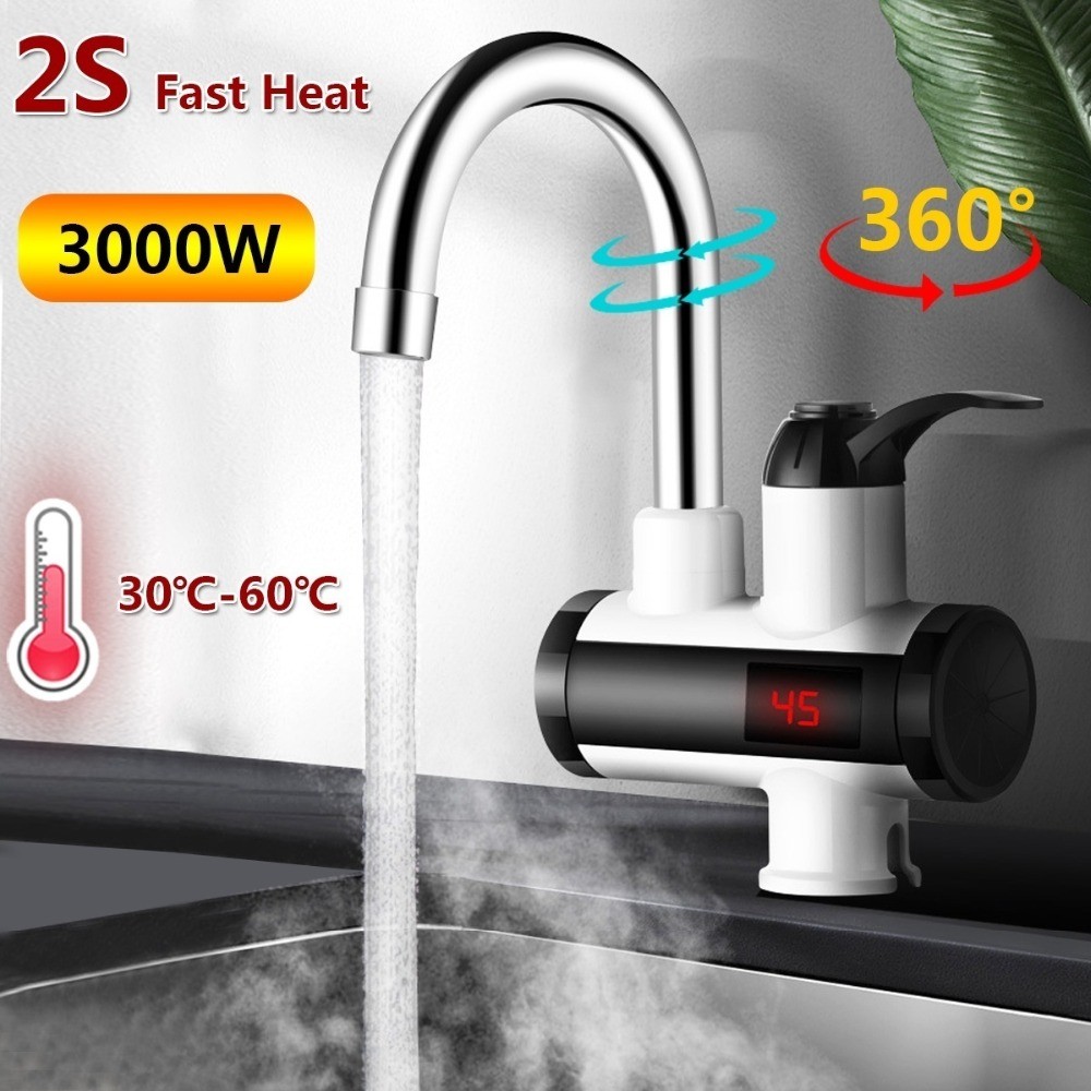 360 Degree Rotating Deck Mounted Heater Faucet Fast Heat Multifunction LVD