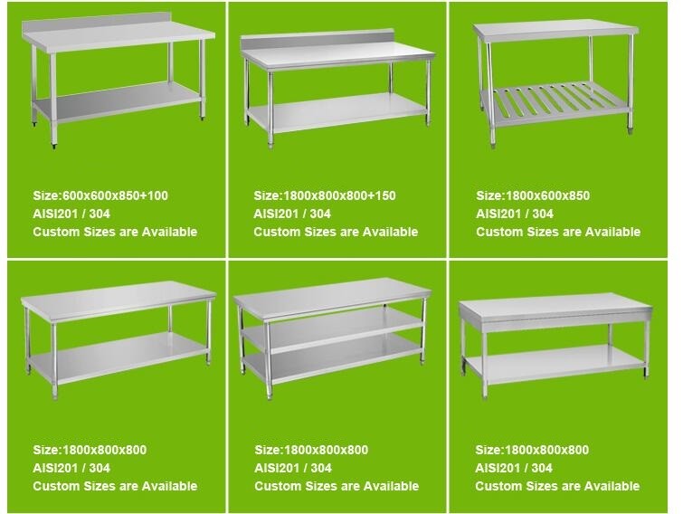 Adjustable Legs Stainless Steel Working Table Corner Work Table For Bakery